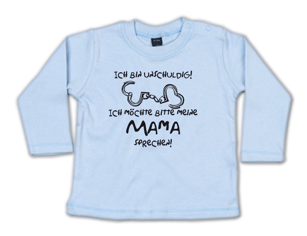 G-graphics Longsleeve Ich bin unschuldig! Ich möchte bitte meine Mama sprechen! Baby Sweater, Baby Longsleeve T, mit Spruch / Sprüche, mit Print / Aufdruck, Geschenk zu jedem Anlass von G-graphics