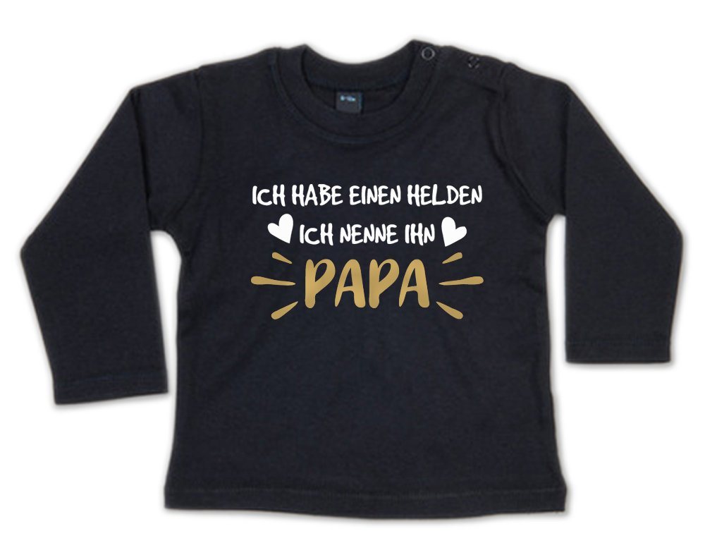 G-graphics Longsleeve Ich habe einen Helden, ich nenne ihn Papa Baby Sweater, Baby Longsleeve T, mit Spruch / Sprüche, mit Print / Aufdruck, Geschenk zu jedem Anlass, Geschenk zum Vatertag von G-graphics