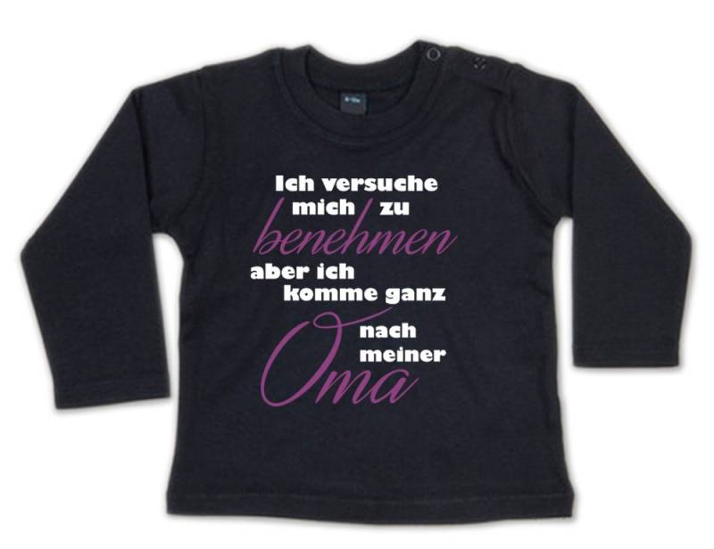 G-graphics Longsleeve Ich versuche mich zu benehmen, aber ich komme ganz nach meiner Oma Baby Sweater / Longsleeve T mit Spruch für/von Oma & Opa von G-graphics