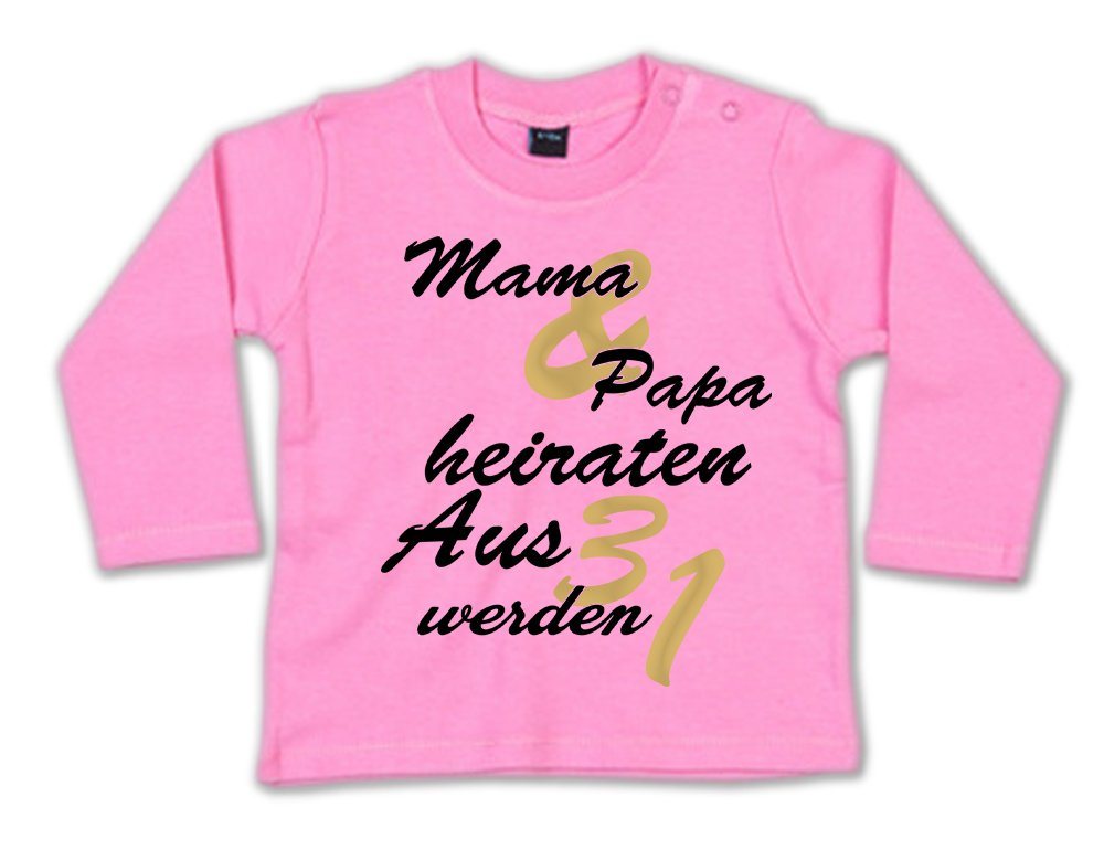 G-graphics Longsleeve Mama & Papa heiraten – Aus 3 werden 1 Baby Sweater, Baby Longsleeve T, mit Spruch / Sprüche, mit Print / Aufdruck, Geschenk zur Hochzeit von G-graphics