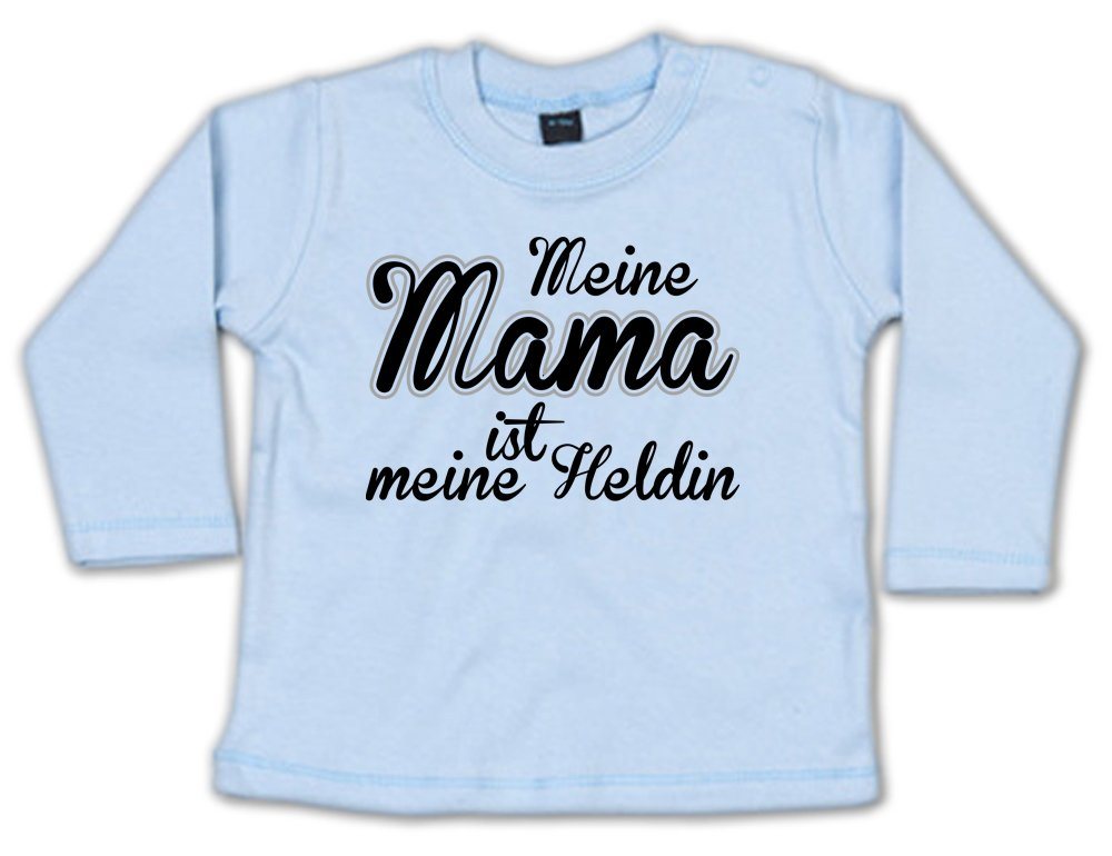 G-graphics Longsleeve Meine Mama ist meine Heldin Baby Sweater, Baby Longsleeve T, mit Spruch / Sprüche, mit Print / Aufdruck, Geschenk zu jedem Anlass, Geschenk zum Muttertag von G-graphics