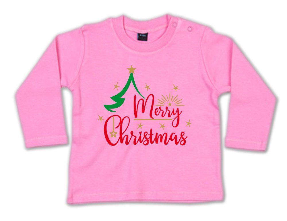 G-graphics Longsleeve Merry Christmas Baby Sweater, Baby Longsleeve T, mit Spruch / Sprüche, mit Print / Aufdruck, Geschenk zu Weihnachten von G-graphics