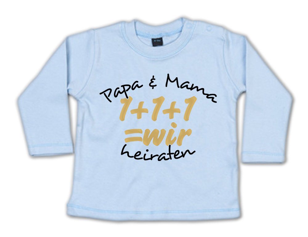 G-graphics Longsleeve Papa & Mama heiraten – 1+1+1=wir Baby Sweater, Baby Longsleeve T, mit Spruch / Sprüche, mit Print / Aufdruck, Geschenk zur Hochzeit von G-graphics