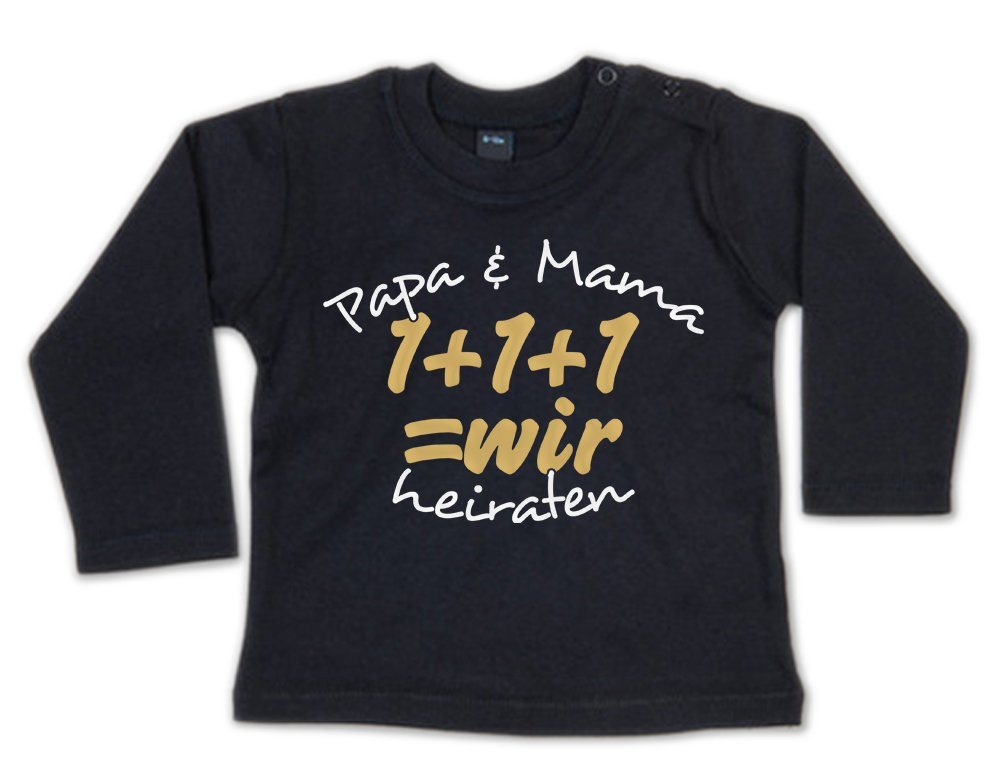 G-graphics Longsleeve Papa & Mama heiraten – 1+1+1=wir Baby Sweater, Baby Longsleeve T, mit Spruch / Sprüche, mit Print / Aufdruck, Geschenk zur Hochzeit von G-graphics