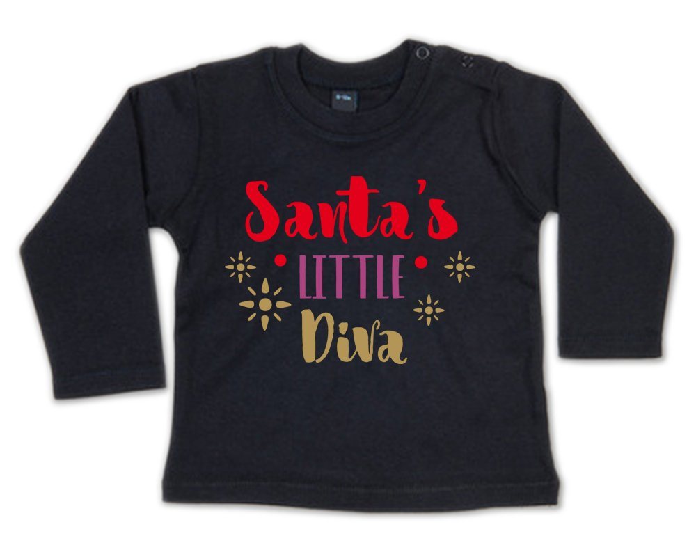 G-graphics Longsleeve Santa´s little Diva Baby Sweater, Baby Longsleeve T, mit Spruch / Sprüche, mit Print / Aufdruck, Geschenk zu Weihnachten von G-graphics