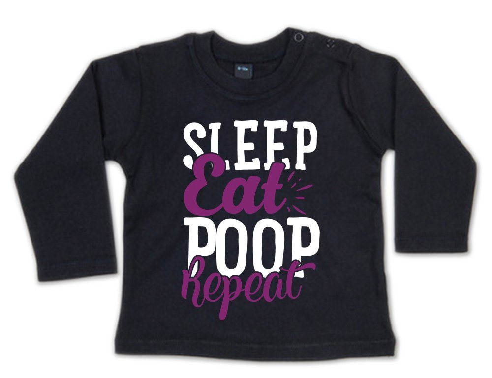 G-graphics Longsleeve Sleep, eat, poop, repeat Baby Sweater, Baby Longsleeve T, mit Spruch / Sprüche, mit Print / Aufdruck, Geschenk zu jedem Anlass von G-graphics