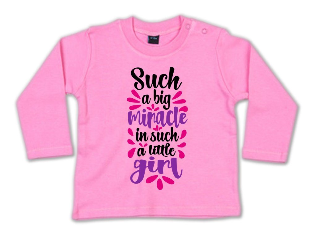 G-graphics Longsleeve Such a big miracle in such a little girl Baby Sweater, Baby Longsleeve T, mit Spruch / Sprüche, mit Print / Aufdruck, Geschenk zu jedem Anlass von G-graphics