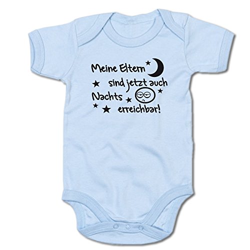 G-graphics Meine Eltern sind jetzt auch nachts erreichbar! Baby-Body (250.0036) (3-6 Monate, blau) von G-graphics