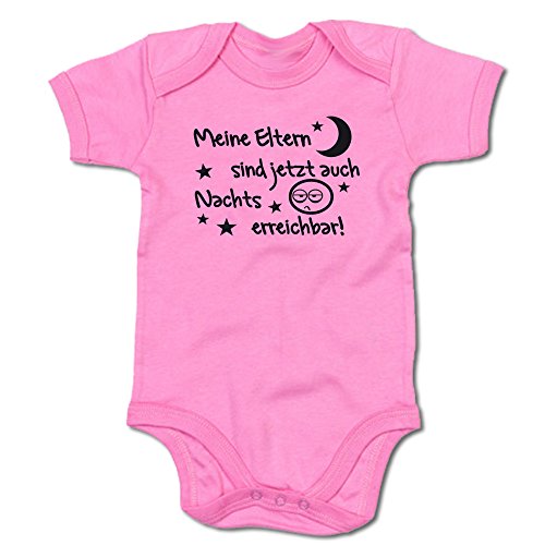 G-graphics Meine Eltern sind jetzt auch nachts erreichbar! Baby-Body (250.0036) (3-6 Monate, pink) von G-graphics