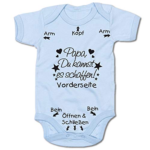 G-graphics Papa Du Kannst es schaffen! Baby Body Suit Strampler (250.0211) (0-3 Monate, Blau) von G-graphics