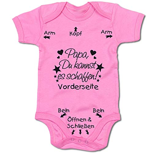 G-graphics Papa, Du Kannst es schaffen! Baby Body Suit Strampler (250.0211) (0-3 Monate, pink) von G-graphics