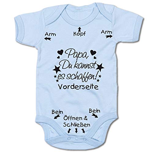 G-graphics Papa Du Kannst es schaffen! Baby Body Suit Strampler (250.0211) (3-6 Monate, Blau) von G-graphics