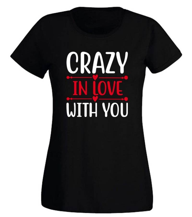 G-graphics Print-Shirt Crazy in love with you Slim-fit Damen T-Shirt mit Frontprint zum Valentinstag von G-graphics