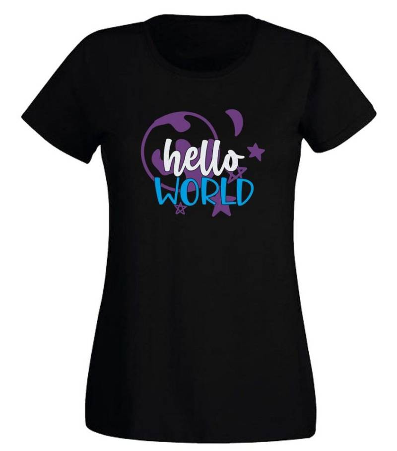 G-graphics Print-Shirt Hello World Slim-fit- Damen T-Shirt mit Statement / Spruch als Frontprint von G-graphics