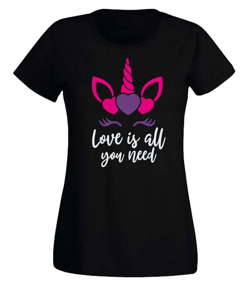 G-graphics Print-Shirt Love is all you need Slim-fit- Damen T-Shirt mit Frontprint zum Valentinstag von G-graphics