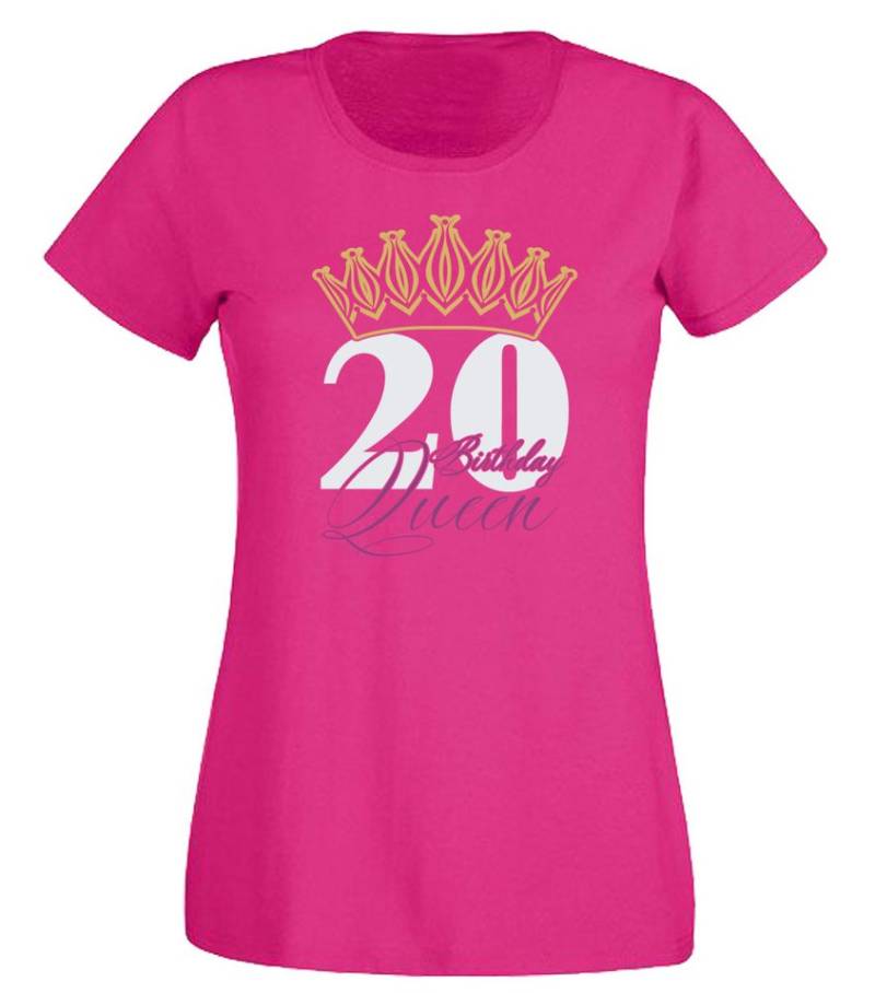 G-graphics T-Shirt 20 – Birthday Queen Slim-fit Damen T-Shirt mit Motiv zum Geburtstag von G-graphics