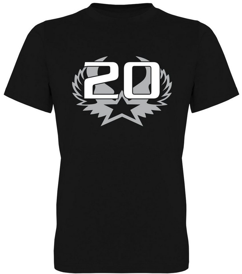 G-graphics T-Shirt 20 – Stern mit Flügeln Herren T-Shirt, zum 20ten Geburtstag, mit trendigem Frontprint, Aufdruck auf der Vorderseite, Spruch/Sprüche/Print/Motiv von G-graphics
