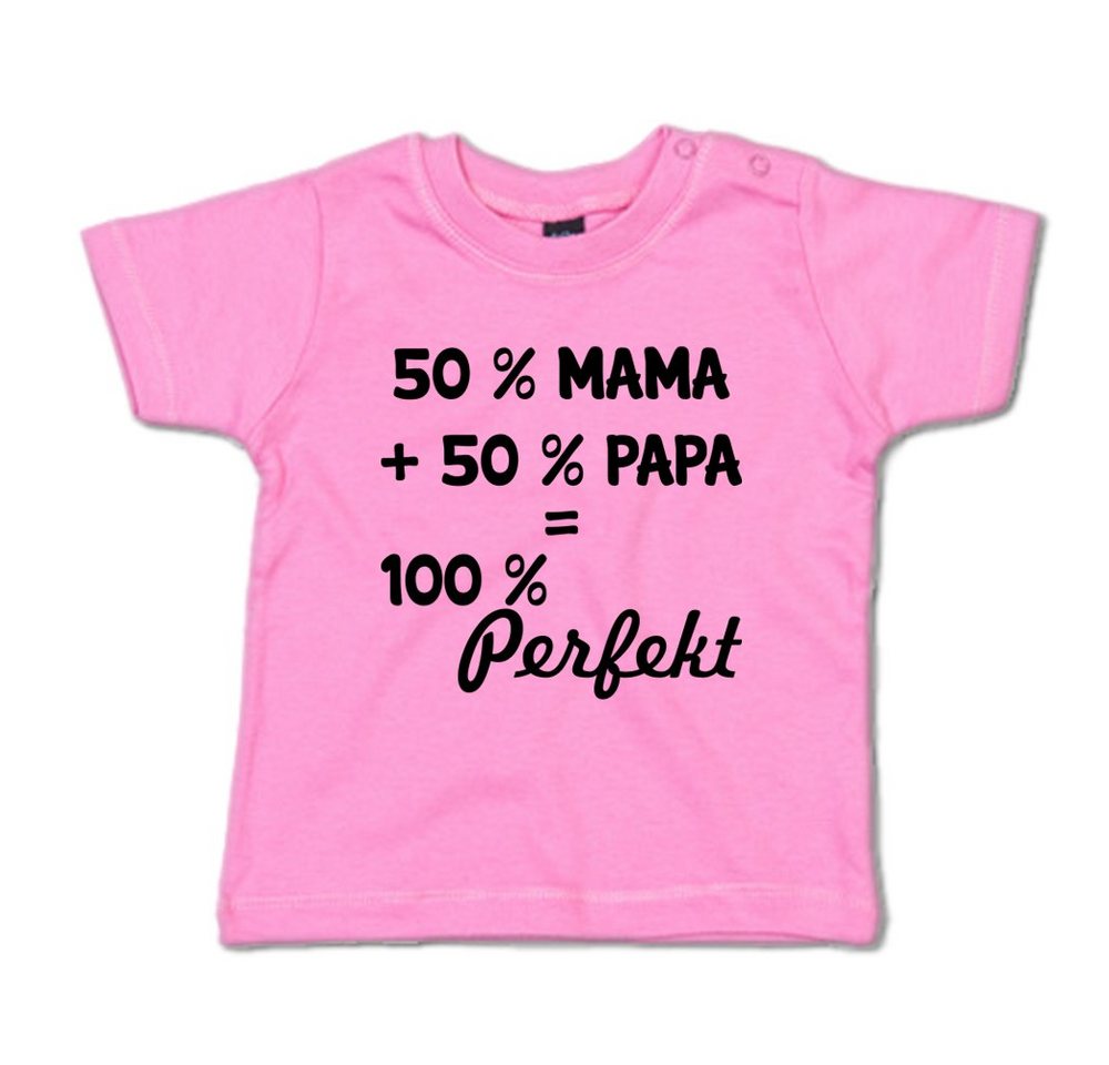 G-graphics T-Shirt 50 % Mama + 50 % Papa = 100 % Perfekt mit Spruch / Sprüche / Print / Aufdruck, Baby T-Shirt von G-graphics