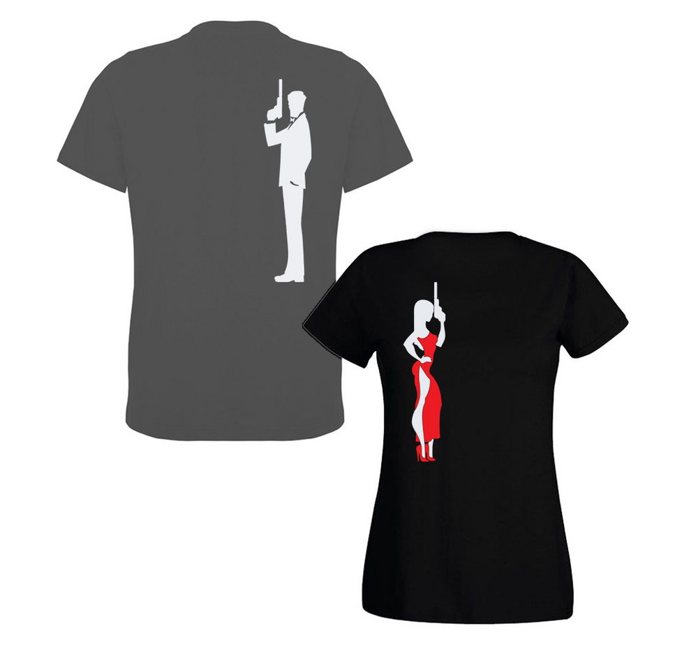 G-graphics T-Shirt Agent & Agentin (Partner- / Paar-Set, Einzelteile zum selbst zusammenstellen) Aufdruck auf der Vorder- oder Rückseiteseite wählbar von G-graphics
