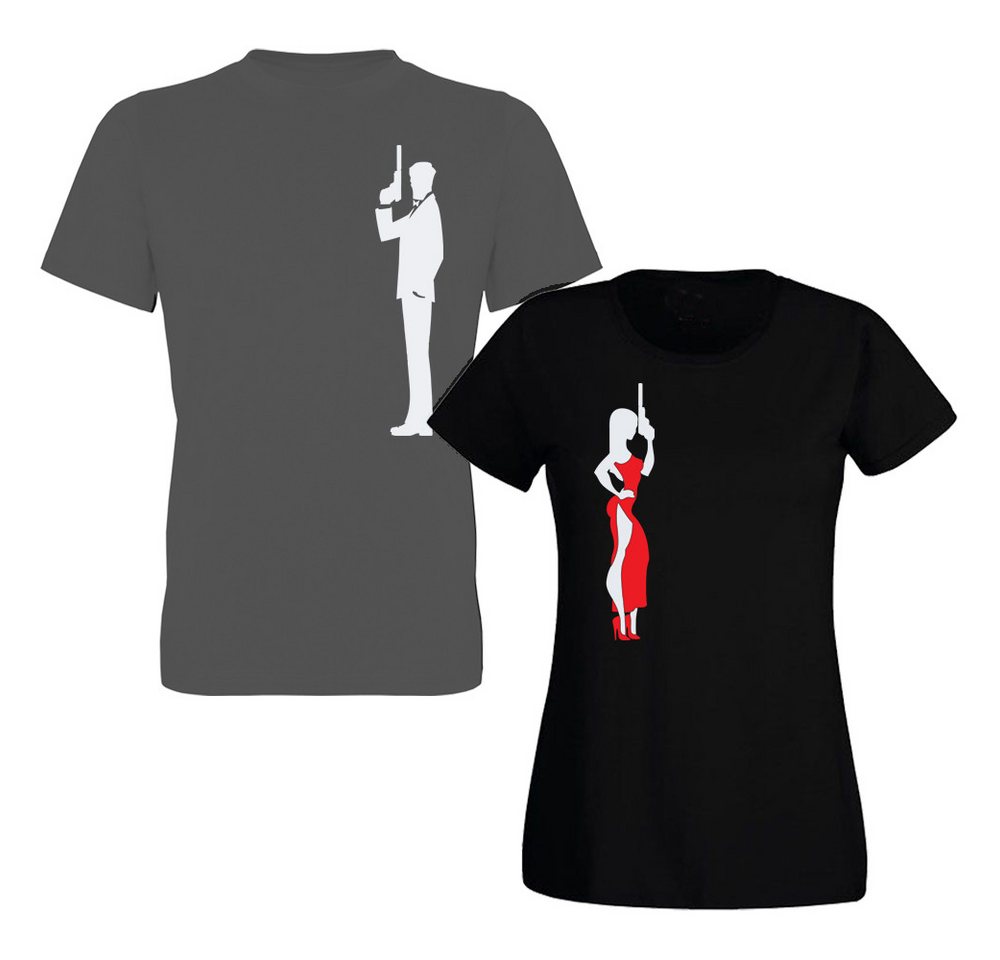 G-graphics T-Shirt Agent & Agentin (Partner- / Paar-Set, Einzelteile zum selbst zusammenstellen) Aufdruck auf der Vorder- oder Rückseiteseite wählbar von G-graphics