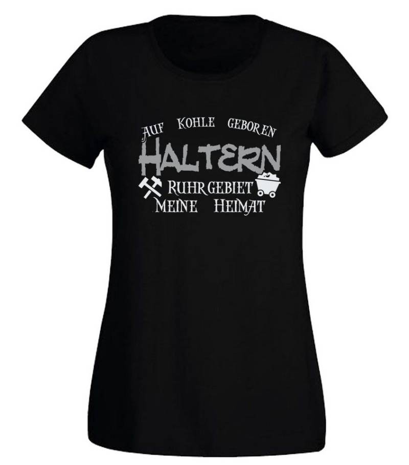 G-graphics T-Shirt Auf Kohle geboren – HALTERN – Ruhrgebiet – Meine Heimat Slim-fit Damen T-Shirt mit Ruhrgebietsmotiv von G-graphics