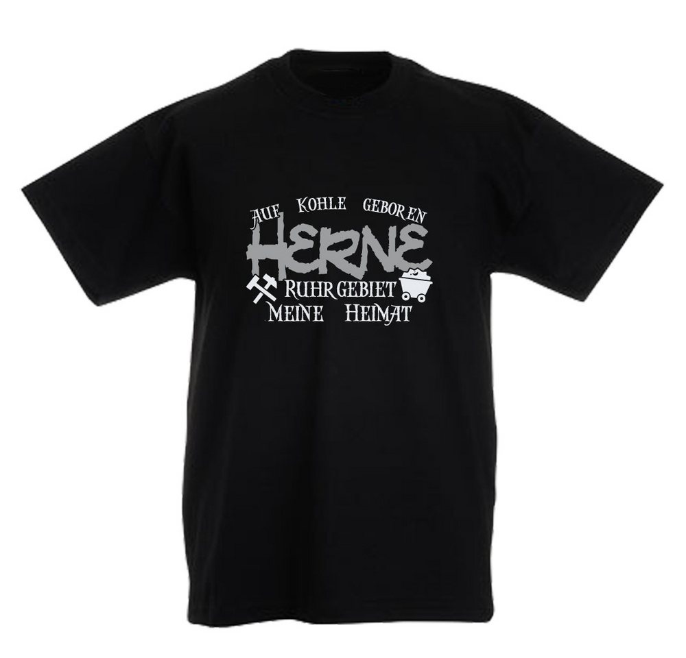 G-graphics T-Shirt Auf Kohle geboren – HERNE – Ruhrgebiet, meine Heimat Kinder T-Shirt mit coolem Ruhrgebiets-Motiv / Print von G-graphics