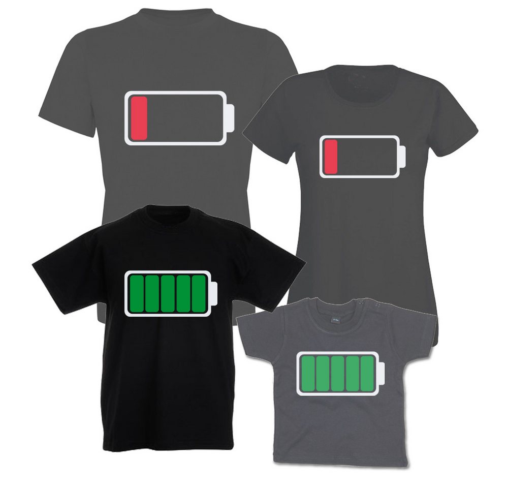 G-graphics T-Shirt Batterie leer & Batterie voll (Familienset, Einzelteile zum selbst zusammenstellen) Kinder- & Erwachsenen-T-Shirt-Set mit Frontprint von G-graphics