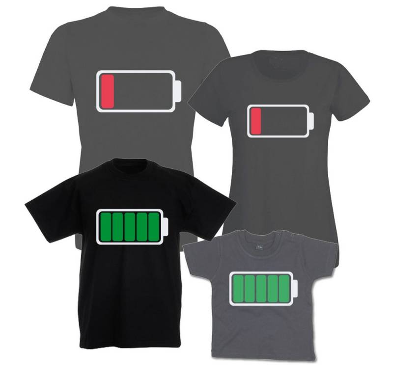 G-graphics T-Shirt Batterie leer & Batterie voll (Familienset, Einzelteile zum selbst zusammenstellen) Kinder- & Erwachsenen-T-Shirt-Set mit Frontprint von G-graphics