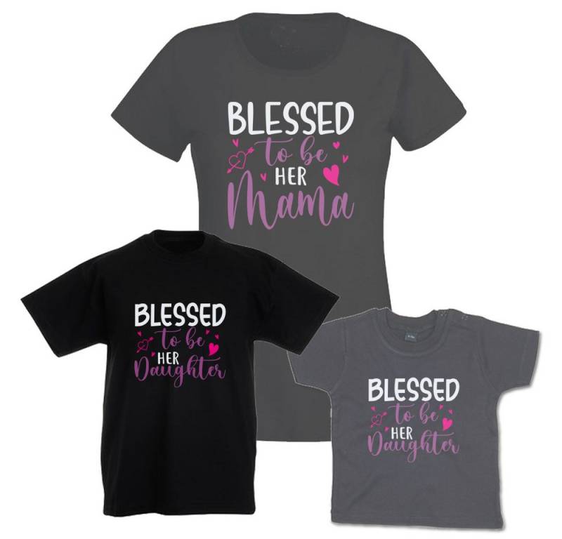 G-graphics T-Shirt Blessed to be her Mama & Blessed to be her Daughter (Familienset, Einzelteile zum selbst zusammenstellen) Kinder- & Erwachsenen-T-Shirt-Set mit Frontprint von G-graphics