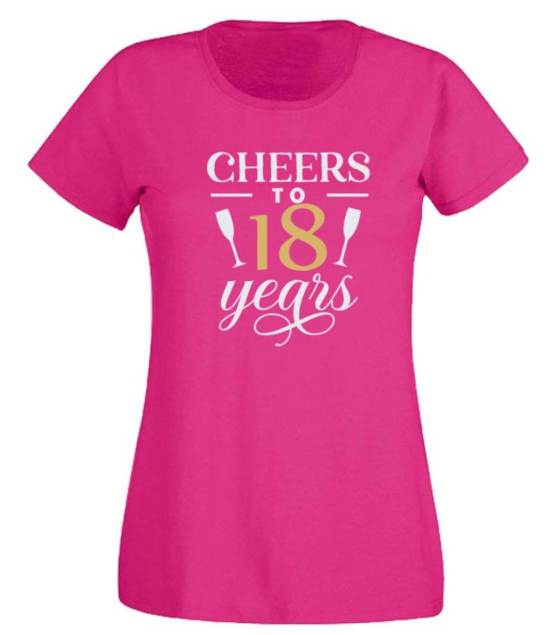 G-graphics T-Shirt Cheers to -18- years Slim-fit Damen T-Shirt mit Motiv zum Geburtstag von G-graphics