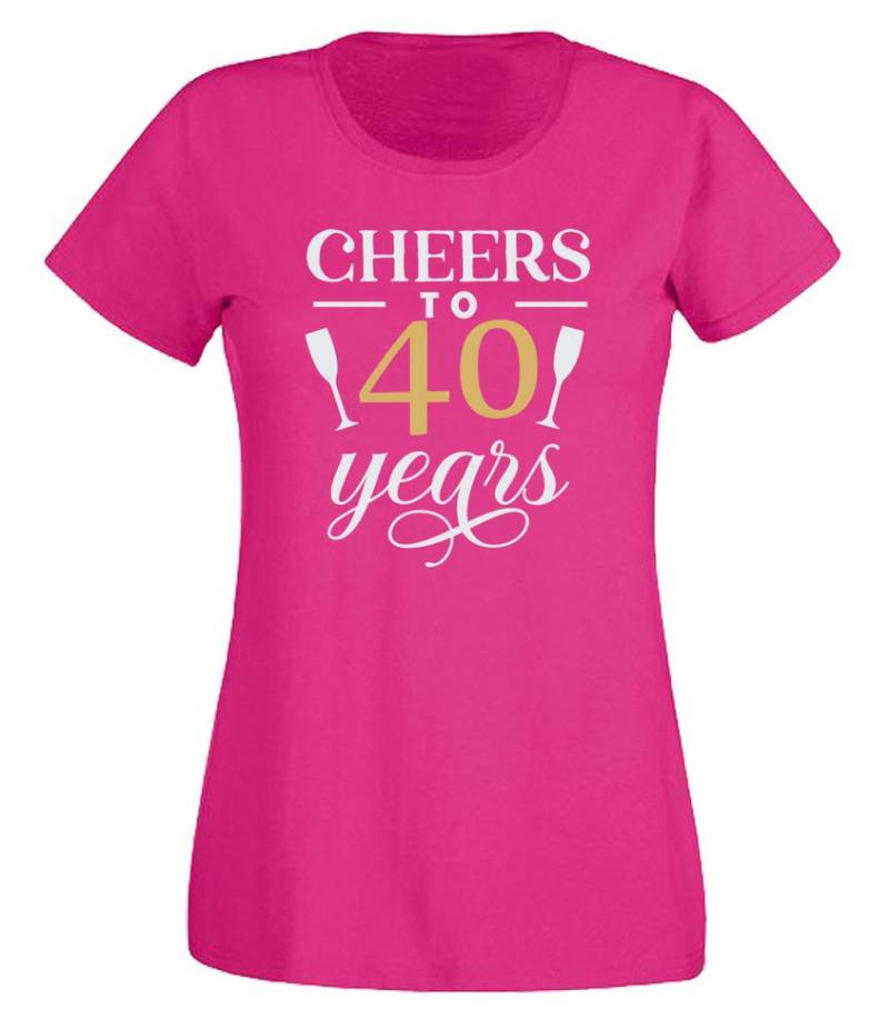 G-graphics T-Shirt Cheers to -40- years Slim-fit Damen T-Shirt mit Motiv zum Geburtstag von G-graphics
