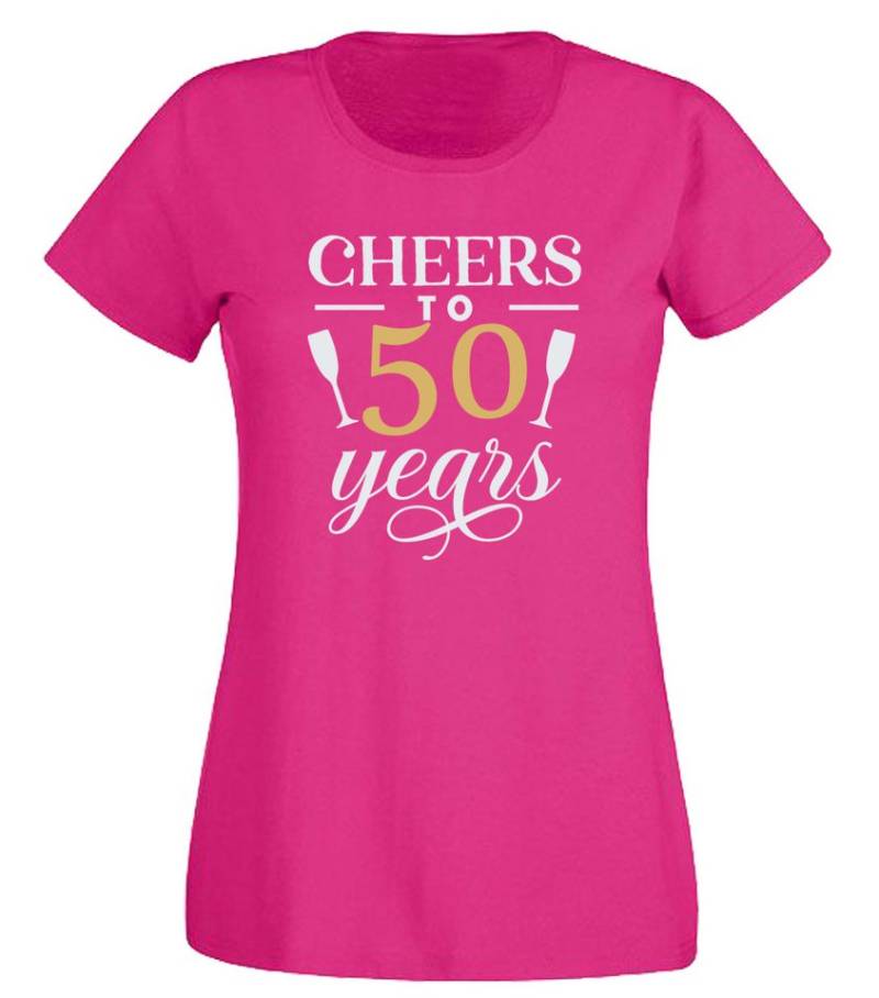 G-graphics T-Shirt Cheers to -50- years Slim-fit Damen T-Shirt mit Motiv zum Geburtstag von G-graphics