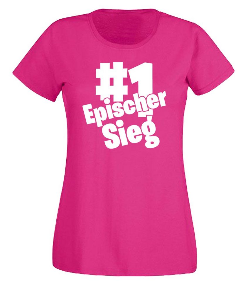 G-graphics T-Shirt #1 Epischer Sieg Slim-fit- Damen T-Shirt mit Frontprint-Statement für Gamerinnen von G-graphics