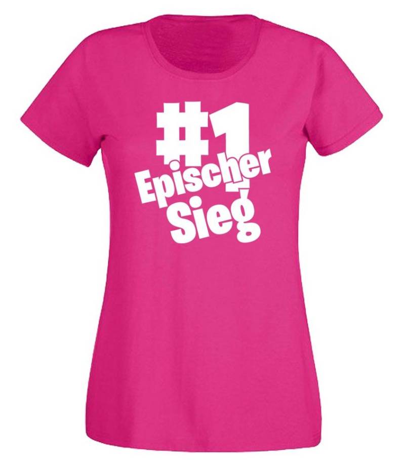 G-graphics T-Shirt #1 Epischer Sieg Slim-fit- Damen T-Shirt mit Frontprint-Statement für Gamerinnen von G-graphics