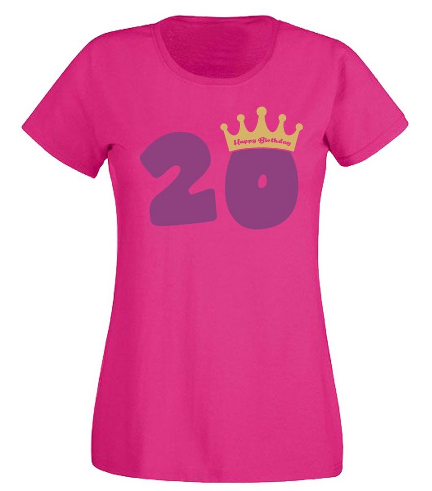 G-graphics T-Shirt 20 – Happy Birtday – mit Krone Slim-fit Damen T-Shirt mit Motiv zum 20. Geburtstag von G-graphics