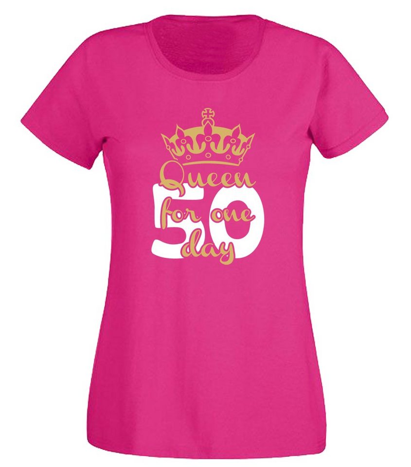 G-graphics T-Shirt 50 – Queen for one day Slim-fit Damen T-Shirt mit Motiv zum 50. Geburtstag von G-graphics