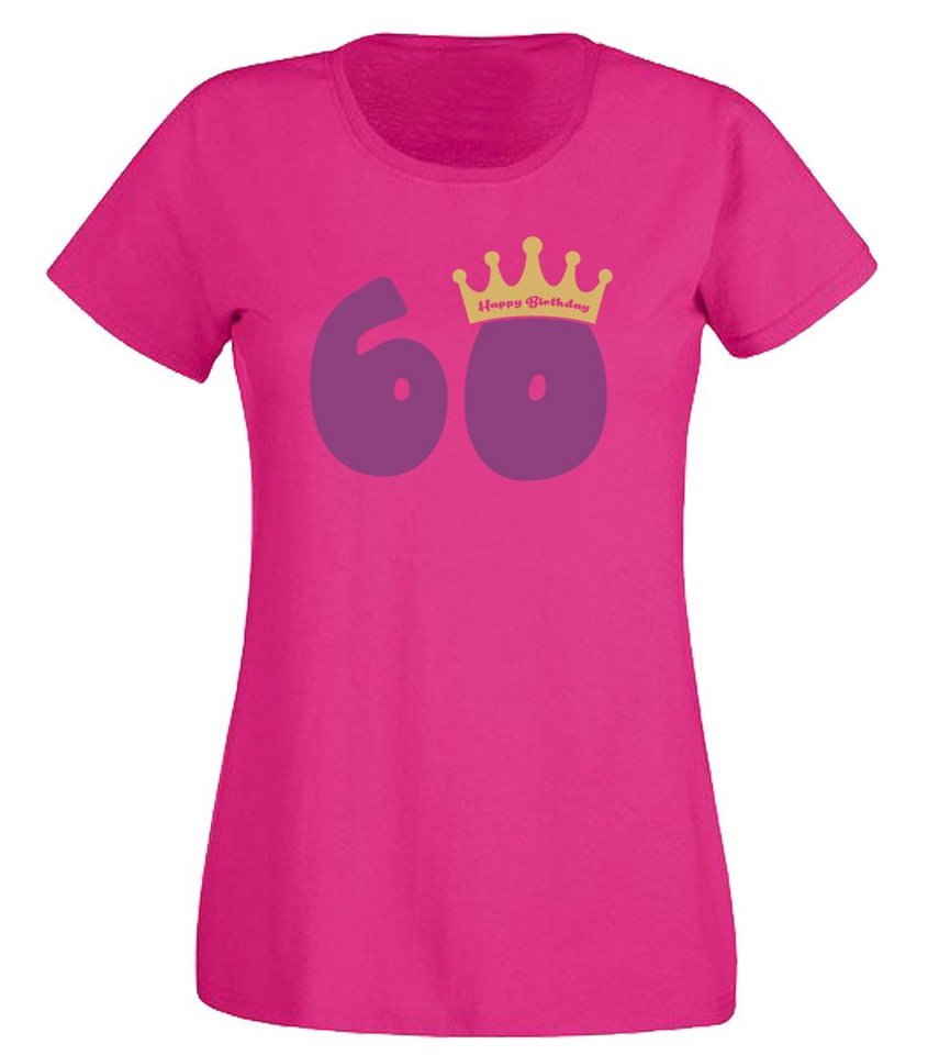 G-graphics T-Shirt 60 – Happy Birtday – mit Krone Slim-fit Damen T-Shirt mit Motiv zum 60. Geburtstag von G-graphics
