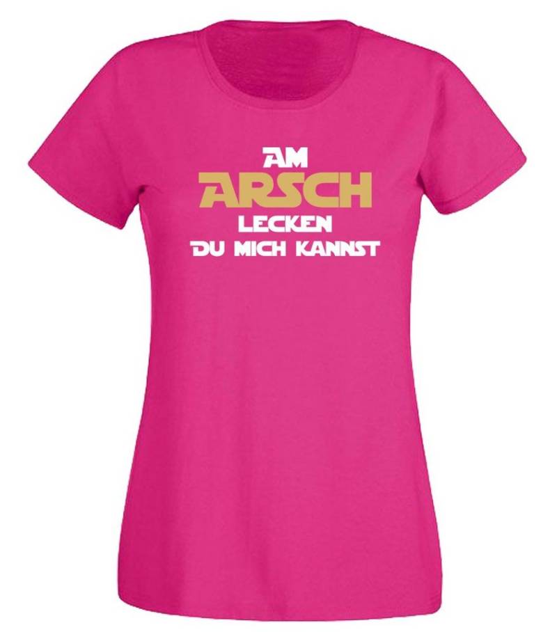 G-graphics T-Shirt Am Arsch lecken Du mich kannst Slim-fit- Damen T-Shirt mit Statement / Spruch als Frontprint von G-graphics