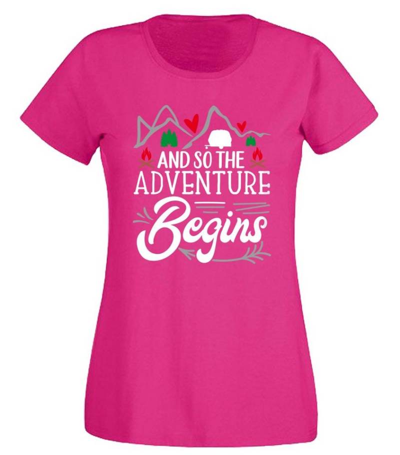 G-graphics T-Shirt And so the Adventure begins Slim-fit Damen T-Shirt mit Spruch für Abenteuerlustige von G-graphics