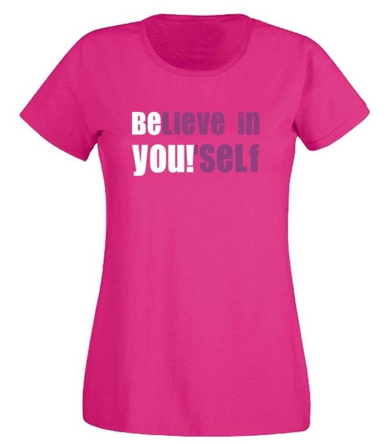 G-graphics T-Shirt BElieve in YOUrself Slim-fit- Damen T-Shirt mit Statement / Spruch als Frontprint von G-graphics