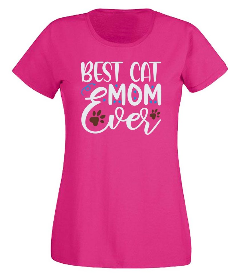 G-graphics T-Shirt Damen T-Shirt - Best Cat mom ever mit trendigem Frontprint, Aufdruck auf der Vorderseite, Spruch/Sprüche/Print/Motiv, für jung & alt, Slim-fit von G-graphics