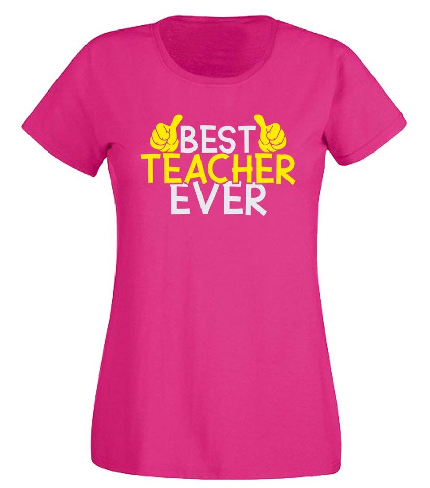 G-graphics T-Shirt Best Teacher ever Slim-fit- Damen T-Shirt mit Spruch für die, die ihren Job liebt von G-graphics