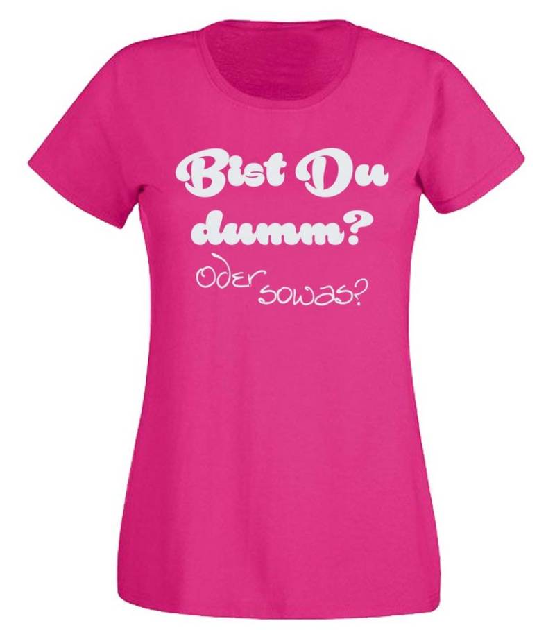 G-graphics T-Shirt Bist Du dumm? Oder sowas? Slim-fit- Damen T-Shirt mit Statement / Spruch als Frontprint von G-graphics