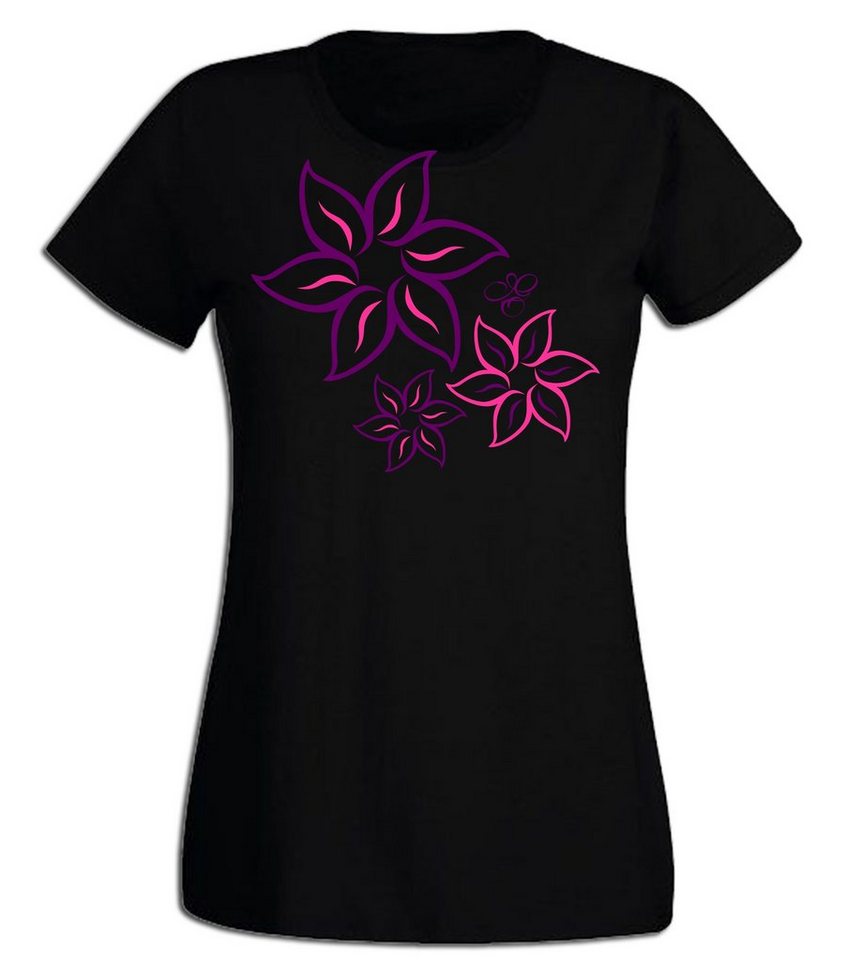 G-graphics T-Shirt Blumen Slim-fit Damen T-Shirt aus unserer Pink-Purple-Collection von G-graphics