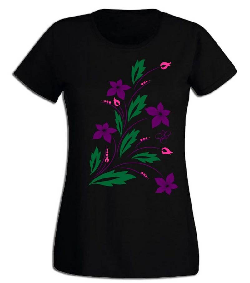 G-graphics T-Shirt Blumen Slim-fit Damen T-Shirt aus unserer Pink-Purple-Collection von G-graphics