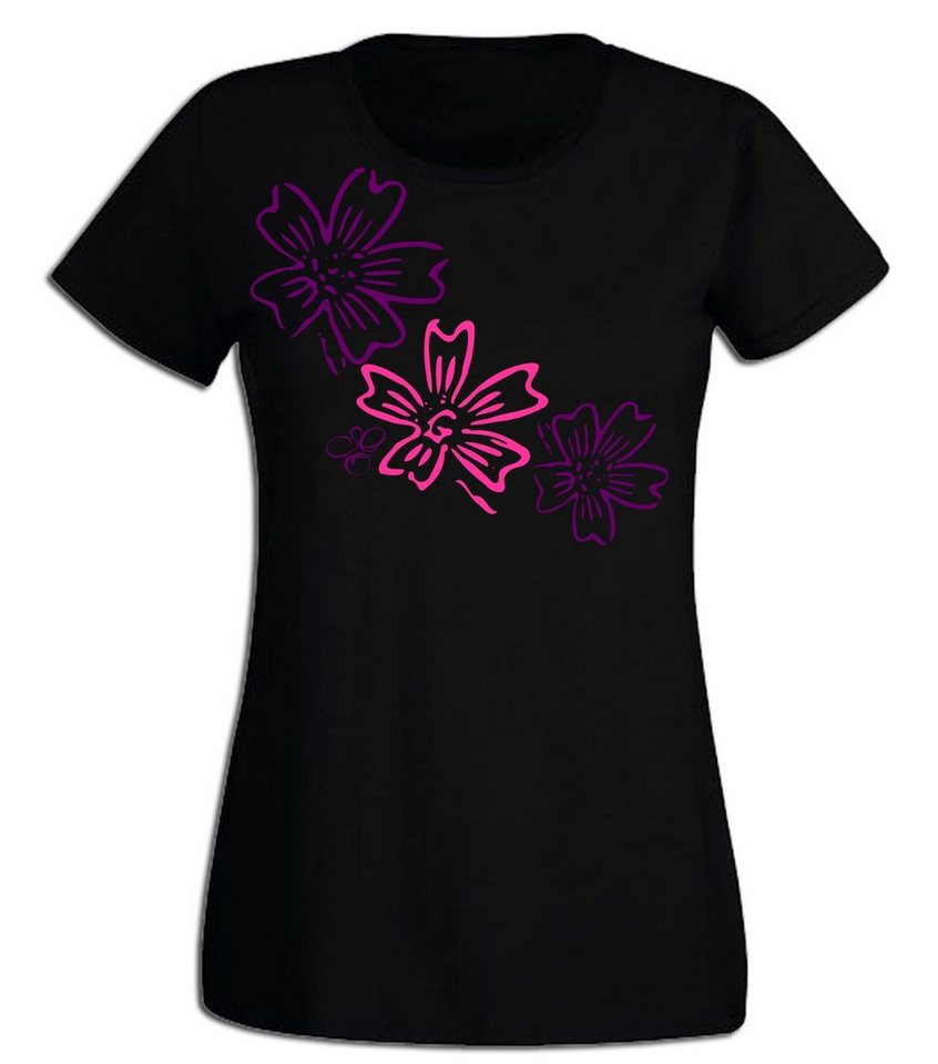 G-graphics T-Shirt Blumen Slim-fit Damen T-Shirt aus unserer Pink-Purple-Collection von G-graphics
