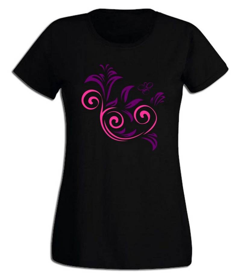G-graphics T-Shirt Blumenranke Slim-fit Damen T-Shirt aus unserer Pink-Purple-Collection von G-graphics