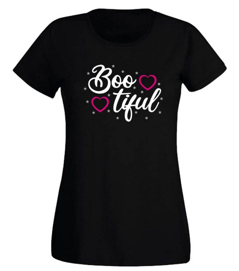 G-graphics T-Shirt Bootiful Slim-fit- Damen T-Shirt mit Frontprint-Motiv zu Halloween von G-graphics