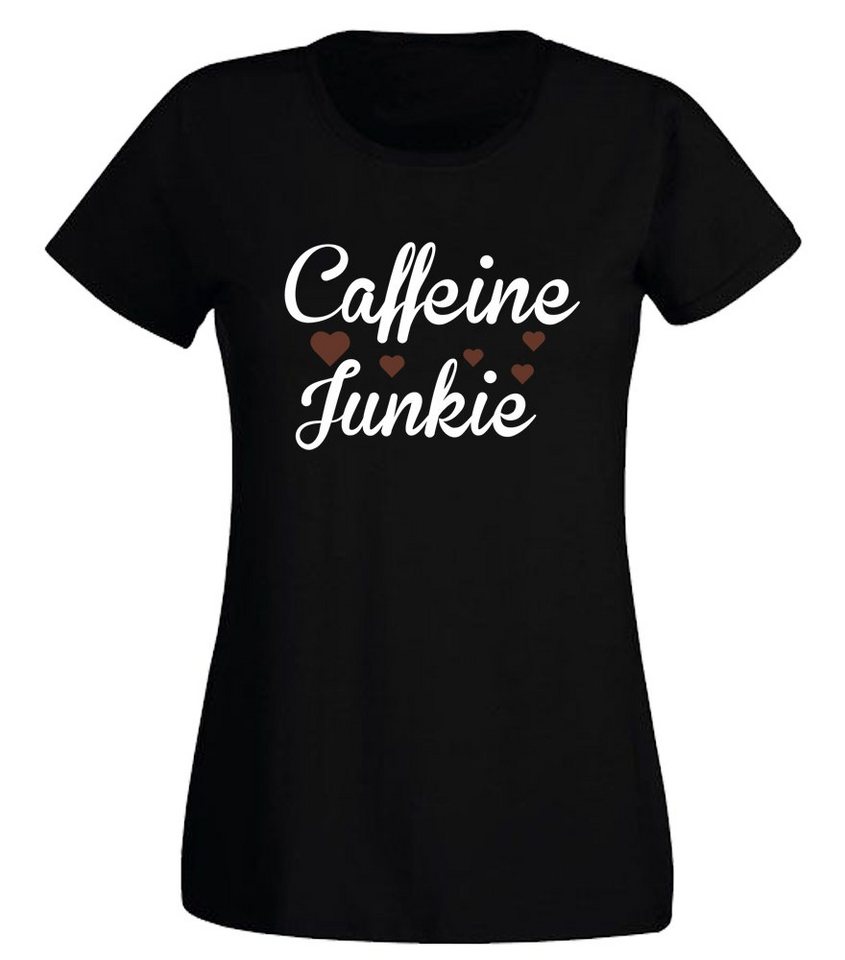 G-graphics T-Shirt Caffein Junkie Slim-fit Damen T-Shirt mit Frontprint-Statement für Coffeelover von G-graphics