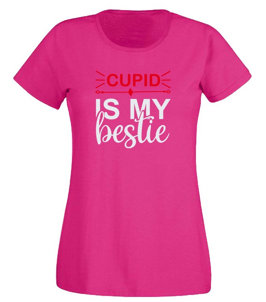 G-graphics T-Shirt Damen T-Shirt - Cupid is my bestie Slim-fit, mit trendigem Frontprint, Aufdruck auf der Vorderseite, Spruch/Sprüche/Print/Motiv, für jung & alt von G-graphics